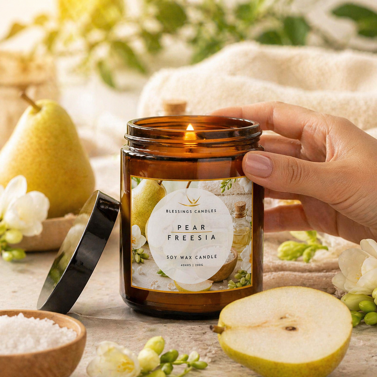 Amber Jar - Pear & Freesia